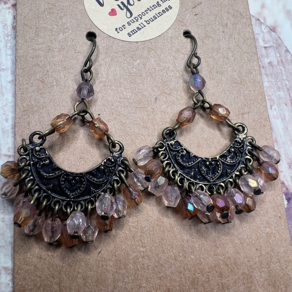 Cute brown gypsy mandala style earrings